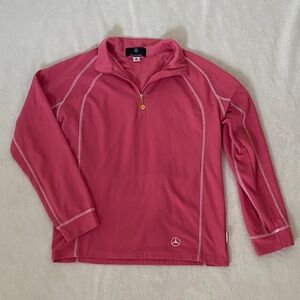 Mercedes-Benz Medium Women's Pink Quarter-zip pullover waffle knit shirt